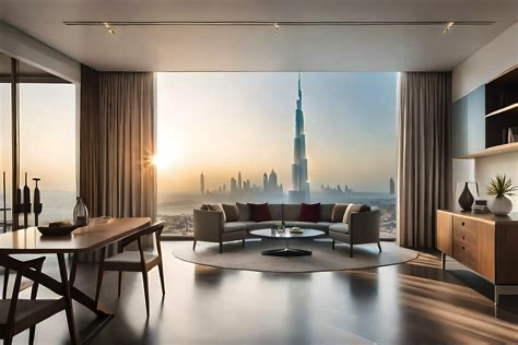 Luxury modern interior with Dubai skyline view representing branded consistency